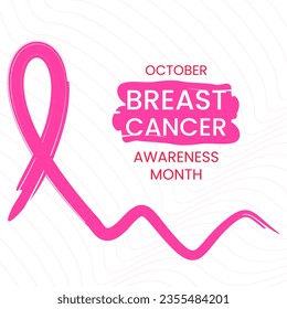 greeting card design for october breast cancer awareness month. simple, ribbon, minimal and color. used for poster, banner
