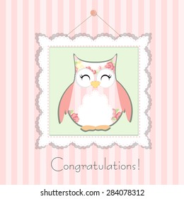 Greeting card design with owl