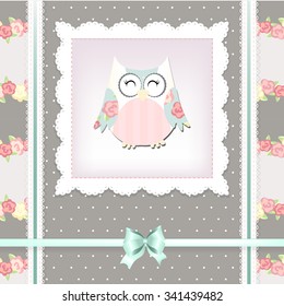 Greeting card design with owl