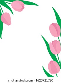 
Greeting card design pink tulips vector spring flowers illustration