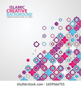 Greeting card design for Ramadan Kareem. Islamic ornamental colorful detail of mosaic.Vector illustration.