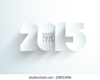 Greeting card design with stylish text Happy New Year 2015 on blue background.