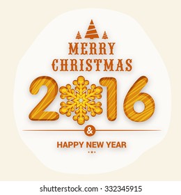 Diseño de tarjetas de felicitación con texto elegante 2016 y copo de nieve para navidad y celebraciones de Año Nuevo feliz.