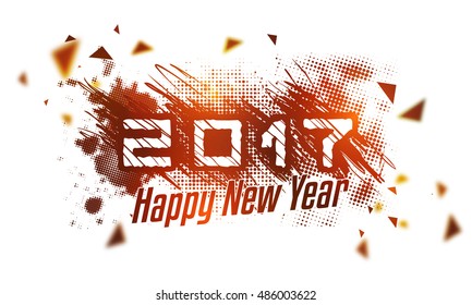Greeting Card design with stylish text 2017 on abstract background for Happy New Year celebration.