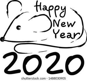 Greeting card design template for 2020 New Year of the rat.  Zodiac sign for greetings card, invitation, posters, banners, calendar