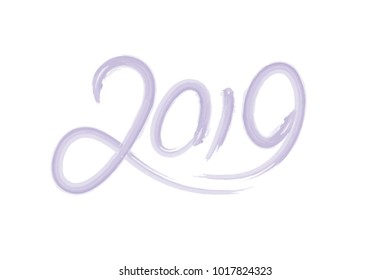 Greeting card design template with chinese calligraphy 2019 New Year of the Pig. Grunge number 2019 hand drawn lettering. Vector illustration