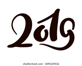 Greeting card design template with chinese calligraphy 2019 New Year grunge number 2019 hand drawn lettering. Vector illustration
