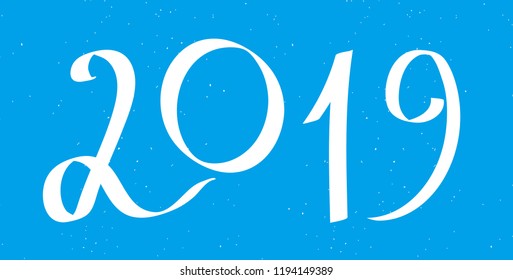 Greeting card design template with chinese calligraphy for 2019 with red hat New Year of the Pig. Black number 2019 hand drawn lettering on white vintage subtle grunge background. Vector illustration