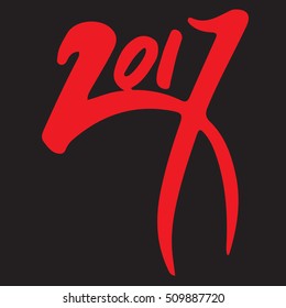 Greeting card design template with chinese calligraphy for 2017 New Year of the Rooster. Hand drawn lettering on vintage subtle grunge background. Vector illustration