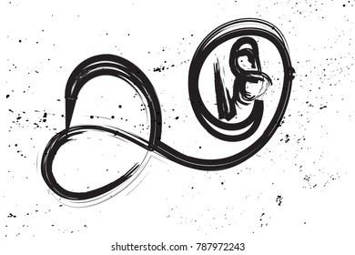 Greeting Card Design Template with Chinese Calligraphy for 2018. New Year of the Dog. Lettering 2018 hand drawn with black brush on white grunge background.