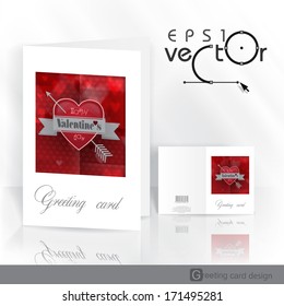 Greeting Card Design, Template. Happy Valentines Day.  Vector Illustration. Eps 10.