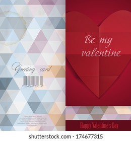 Greeting Card Design, Template. Happy Valentines Day.  Vector Illustration. Eps 10.