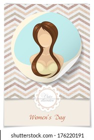 Greeting Card Design, Template. Happy Women's Day, March 8. Vector Illustration. Eps 10.