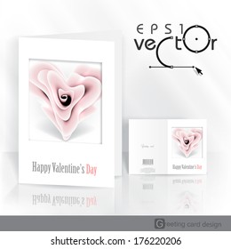Greeting Card Design, Template. Happy Valentines Day.  Vector Illustration. Eps 10.
