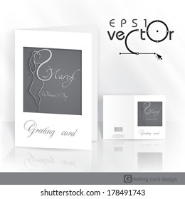 Greeting Card Design, Template. Happy Women's Day, March 8. Vector Illustration. Eps 10.