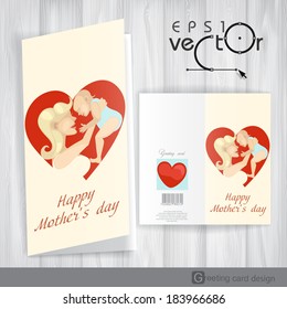 Greeting Card Design, Template. Happy MotherÃ?Â¢??s Day. Vector Illustration. Eps 10.