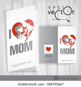 Greeting Card Design, Template. Happy MotherÃ?Â¢??s Day. Vector Illustration. Eps 10.