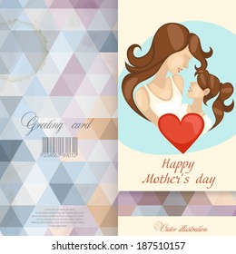 Greeting Card Design, Template. Happy Mother'??s Day. Vector Illustration. Eps 10