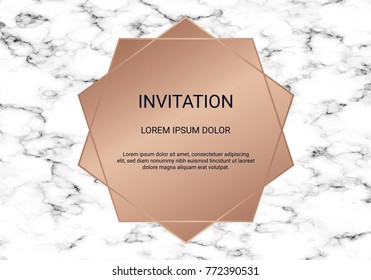 Greeting card design template, Minimal banner and cover with marble texture and geometric golden foil detail background, Simple style also modern and elegant, Easy to customize it to fit your need.