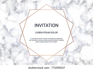 Greeting card design template, Minimal banner and cover with marble texture and geometric golden foil detail background, Simple style also modern and elegant, Easy to customize it to fit your need.
