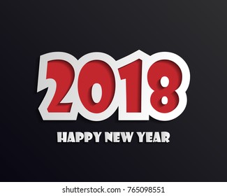 Greeting card design template with Modern Text for 2018 New Year of the Dog. Color number 2018 drawn lettering on colorful background. Vector illustration.