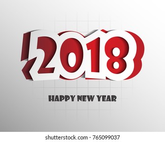 Greeting card design template with Modern Text for 2018 New Year of the Dog. Color number 2018 drawn lettering on colorful background. Vector illustration.