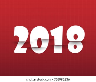 Greeting card design template with Modern Text for 2018 New Year of the Dog. Color number 2018 drawn lettering on colorful background. Vector illustration.