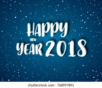 Greeting card design template with Modern Text for 2018 New Year of the Dog. Color number 2018 drawn lettering on colorful background. Vector illustration.