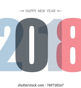 Greeting card design template with Modern Text for 2018 New Year of the Dog. Color number 2018 drawn lettering on colorful background. Vector illustration.
