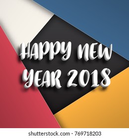 Greeting card design template with Modern Text for 2018 New Year of the Dog. Color number 2018 drawn lettering on colorful background. Vector illustration.