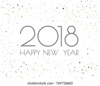 Greeting card design template with Modern Text for 2018 New Year of the Dog. Color number 2018 drawn lettering on colorful background. Vector illustration.