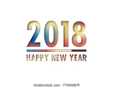 Greeting card design template with Modern Text for 2018 New Year of the Dog. Color number 2018 drawn lettering on colorful background. Vector illustration.