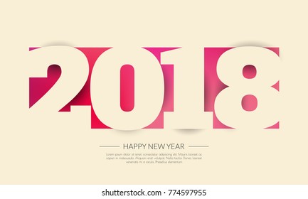 Greeting card design template with Modern Text for 2018 New Year of the Dog. Color number 2018 drawn lettering on colorful background. Vector illustration.