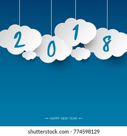 Greeting card design template with Modern Text for 2018 New Year of the Dog. Color number 2018 drawn lettering on colorful background. Vector illustration.