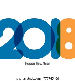 Greeting card design template with Modern Text for 2018 New Year of the Dog. Color number 2018 drawn lettering on colorful background. Vector illustration.