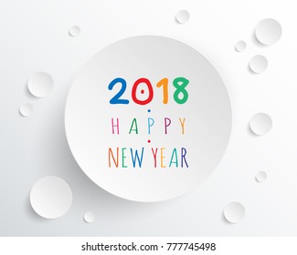 Greeting card design template with Modern Text for 2018 New Year of the Dog. Color number 2018 drawn lettering on colorful background. Vector illustration.