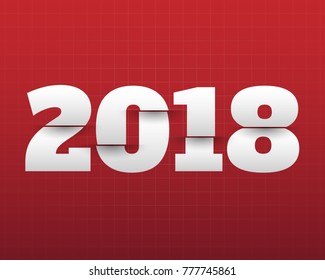 Greeting card design template with Modern Text for 2018 New Year of the Dog. Color number 2018 drawn lettering on colorful background. Vector illustration.