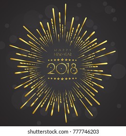 Greeting card design template with Modern Text for 2018 New Year of the Dog. Color number 2018 drawn lettering on colorful background. Vector illustration.