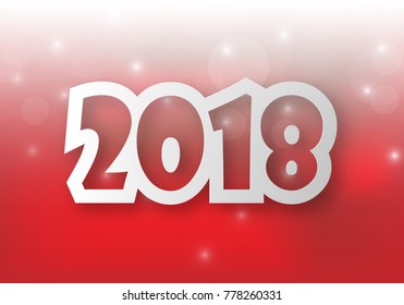 Greeting card design template with Modern Text for 2018 New Year of the Dog. Color number 2018 drawn lettering on colorful background. Vector illustration.