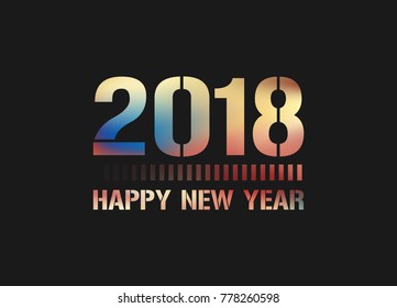 Greeting card design template with Modern Text for 2018 New Year of the Dog. Color number 2018 drawn lettering on colorful background. Vector illustration.