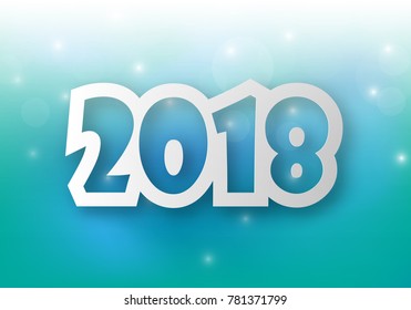 Greeting card design template with Modern Text for 2018 New Year of the Dog. Color number 2018 drawn lettering on colorful background. Vector illustration.