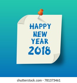 Greeting card design template with Modern Text for 2018 New Year of the Dog. Color number 2018 drawn lettering on colorful background. Vector illustration.