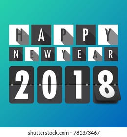 Greeting card design template with Modern Text for 2018 New Year of the Dog. Color number 2018 drawn lettering on colorful background. Vector illustration.