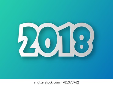 Greeting card design template with Modern Text for 2018 New Year of the Dog. Color number 2018 drawn lettering on colorful background. Vector illustration.