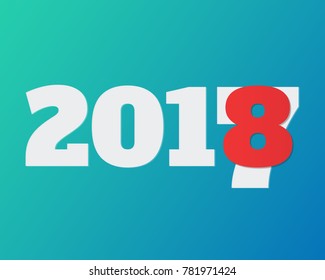 Greeting card design template with Modern Text for 2018 New Year of the Dog. Color number 2018 drawn lettering on colorful background. Vector illustration.