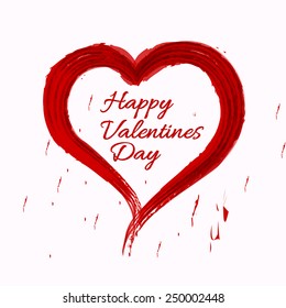 Greeting card design with text Happy Valentine's Day in a heart shape paint stroke.