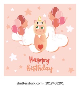 Greeting card design - unicorn baby.