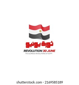 Grußkartendesign-Vektorgrafik mit arabischer Kalligrafie bedeutet Revolution vom 30. Juni - Ägyptische Flagge