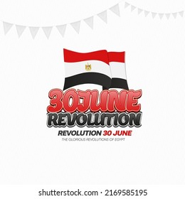 Greeting Card Design Vector For The Egyptian Revolution, 30 June -Egypt Flag