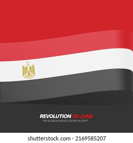 greeting card design vector for the Egyptian Revolution, 30 June - or 6 October war 1973 Egypt flag - 23 July